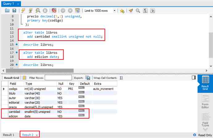 MySQL alter table add