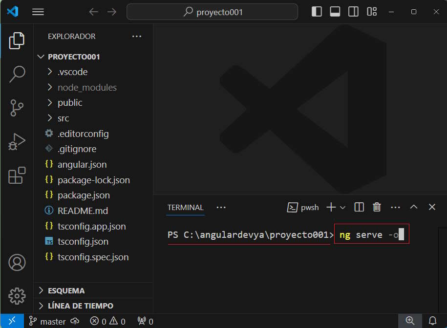 ejecución de proyecto en Angular 17