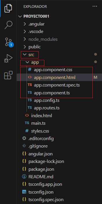archivos y carpetas Angular 19