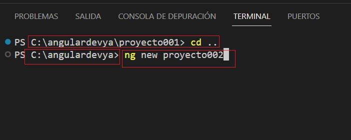 creación de un proyecto Angular