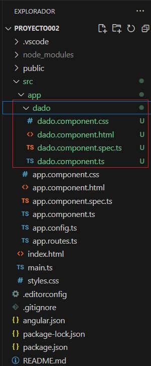 creación de una componente en Angular