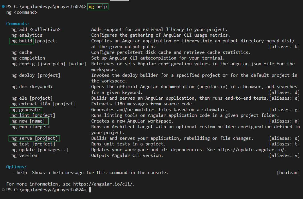Angular.CLI comandos