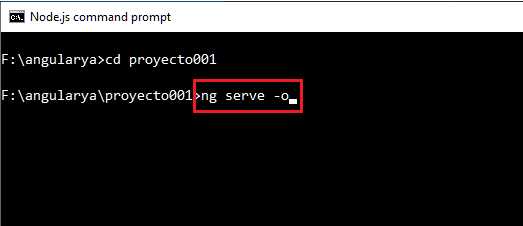 ejecución de proyecto en Angular