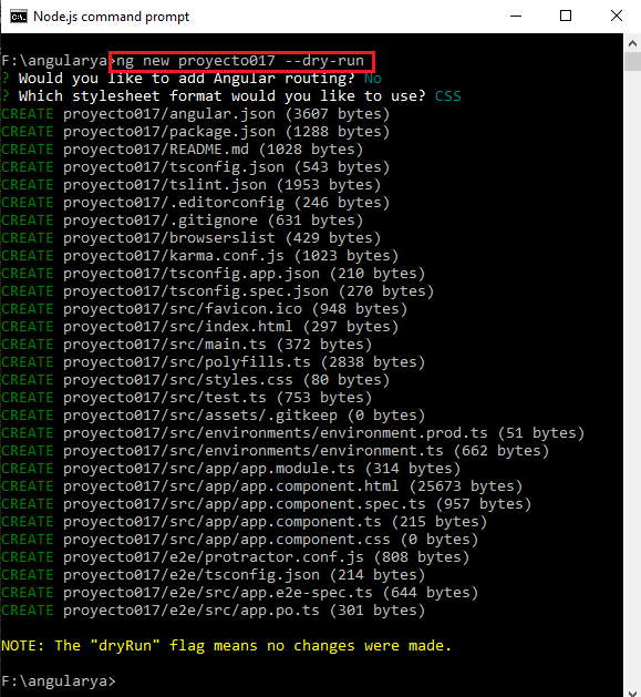 Angular.CLI ng new --dry-run