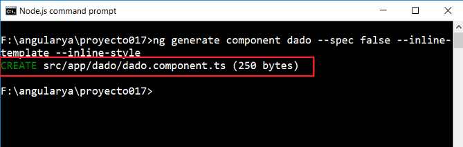 Angular.CLI ng generate component dado --spec false --inline-template --inline-style