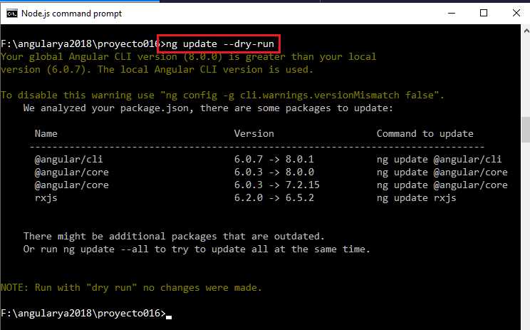 ng update --dry-run