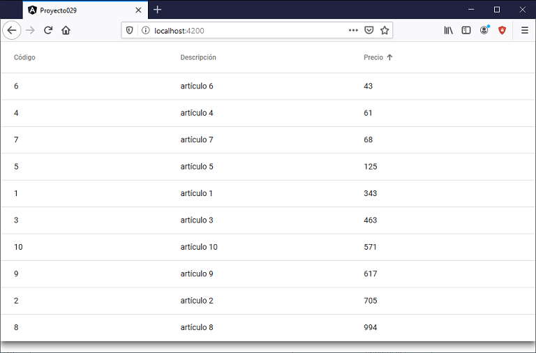 Angular Material mat-table matSort