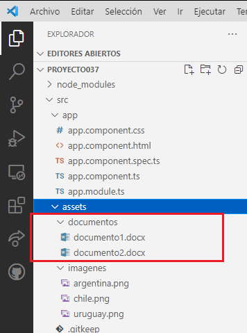 Angular carpeta assets con documentos docx