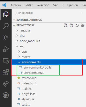 Angular carpeta environments