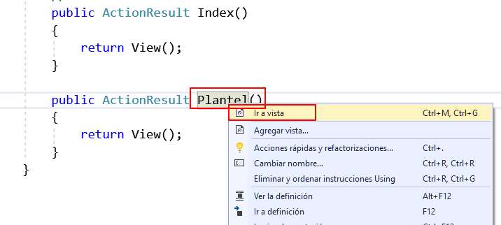 Microsoft Visual Studio - MVC con C# - Crear vista