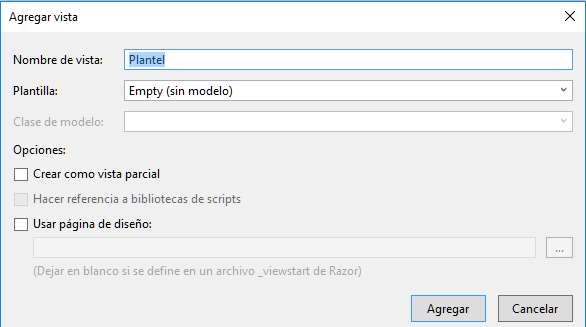 Microsoft Visual Studio - MVC con C# - Crear vista