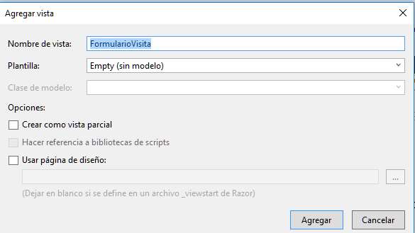 Microsoft Visual Studio - MVC con C# - Crear vista