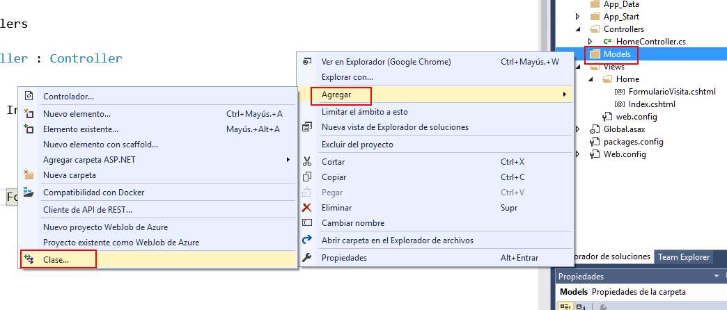 Microsoft Visual Studio - MVC con C# - Crear Modelo