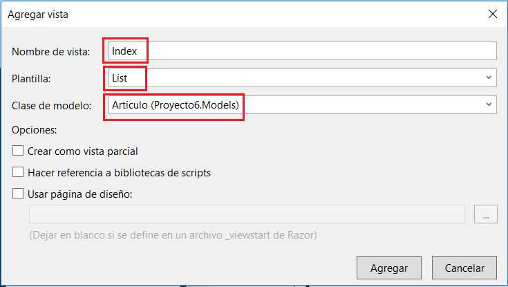 Microsoft Visual Studio - Nuevo Proyecto MVC con C# con Modelo Vista Controlador