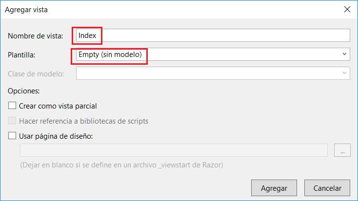 Microsoft Visual Studio - Nuevo Proyecto MVC con C# con Modelo Vista Controlador