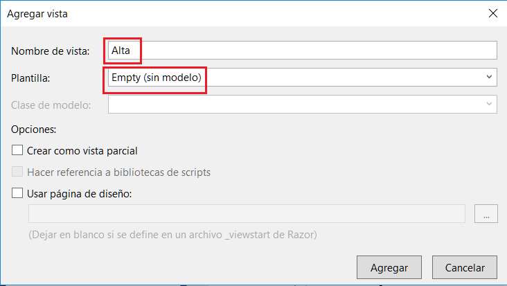 Microsoft Visual Studio - Nuevo Proyecto MVC con C# con Modelo Vista Controlador