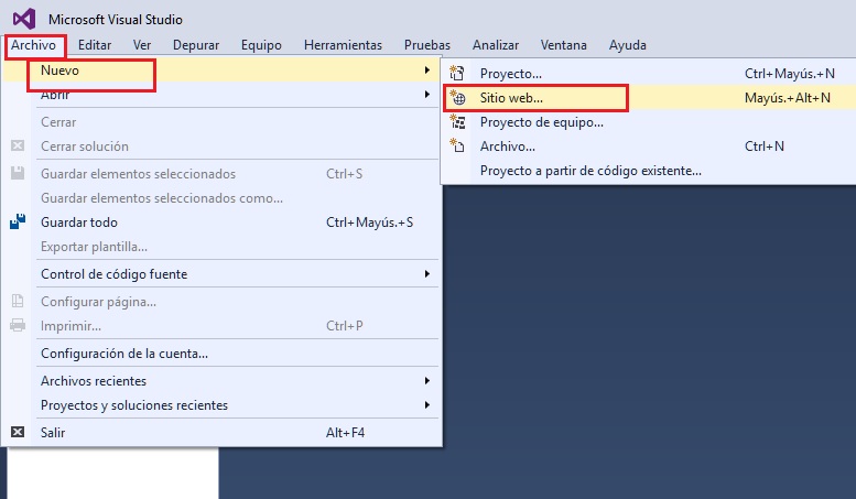Crear sitio web
