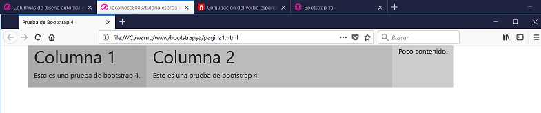 bootstrap 4 columnas de diseño automático