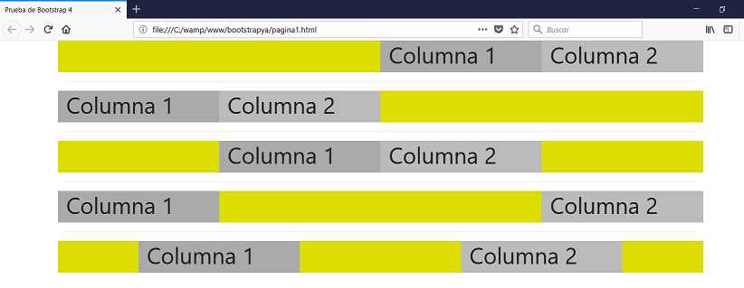 bootstrap 4 justify-content-start justify-content-end justify-content-center justify-content-between justify-content-around