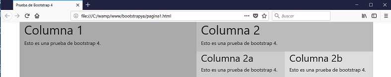 bootstrap 4 anidamiento de columnas