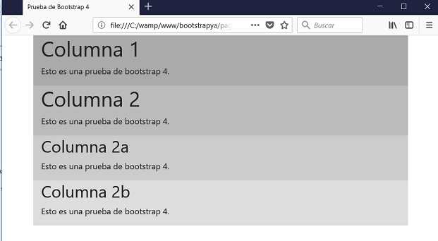 bootstrap 4 anidamiento de columnas