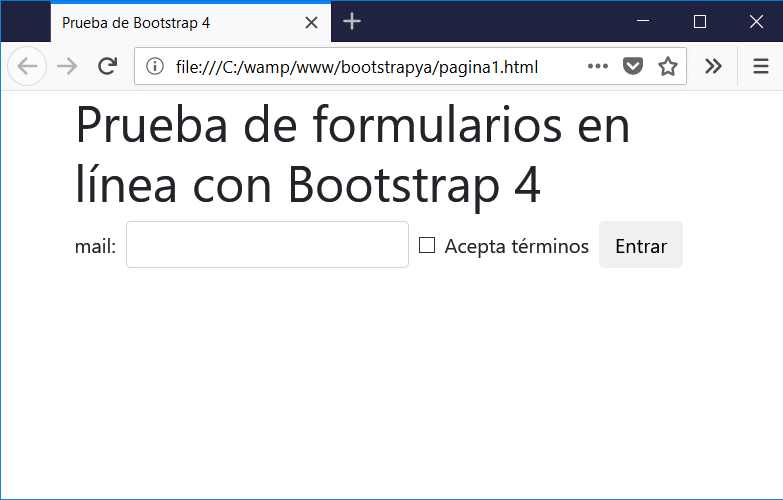 bootstrap 4 formulario en una línea