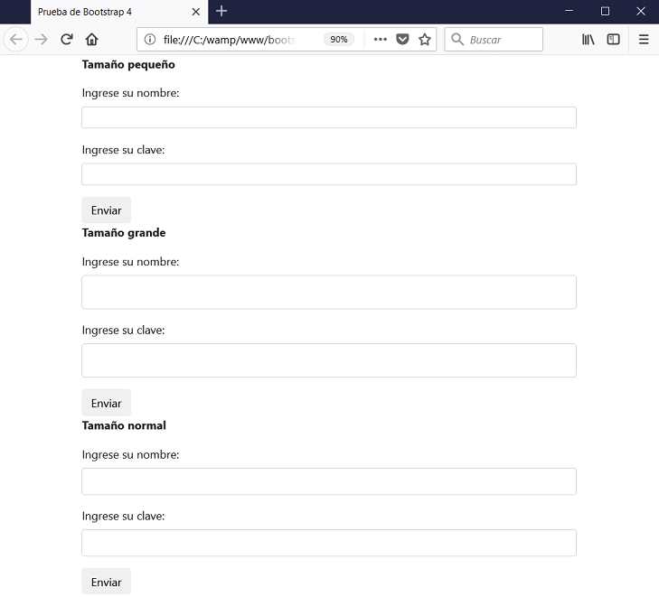 bootstrap 4 tamaño de controles de formulario