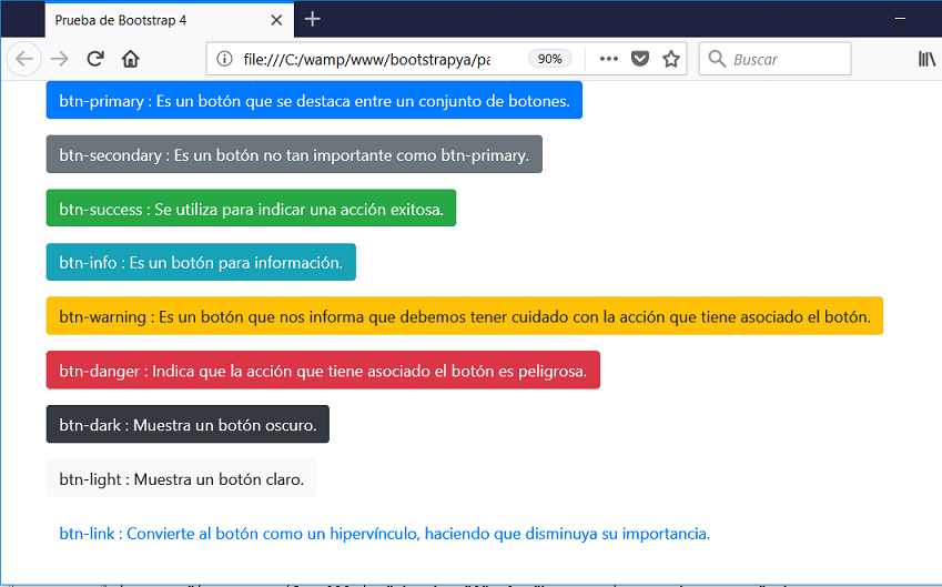 button tipos en bootstrap 4