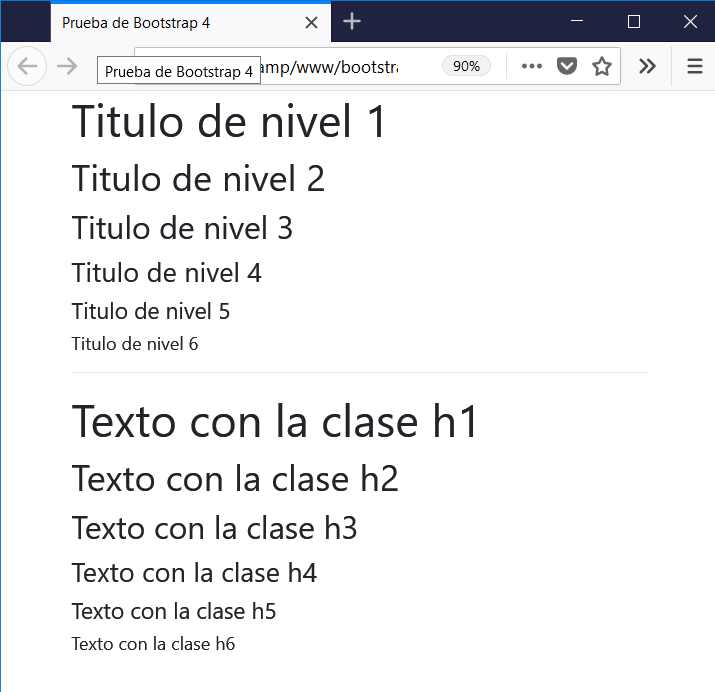 bootstrap 4 h1 h2 h3 h4 h5 h6 .h1 .h2 .h3 .h4 .h5 .h6