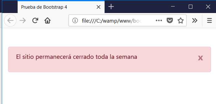 bootstrap 4 alert con botón de cierre