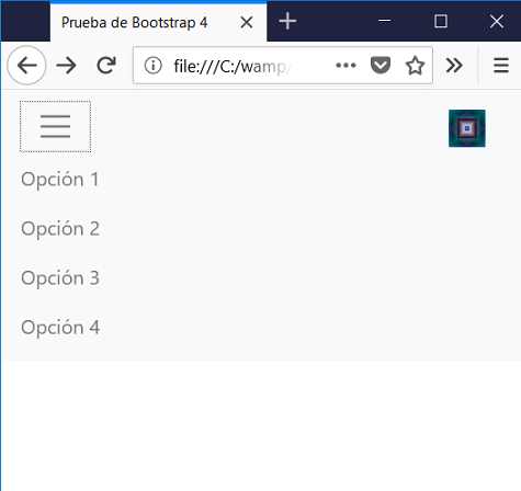 bootstrap 4 navbar boton de hamburguesa