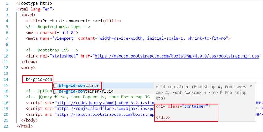 vs code extension bootstrap 4 componente card