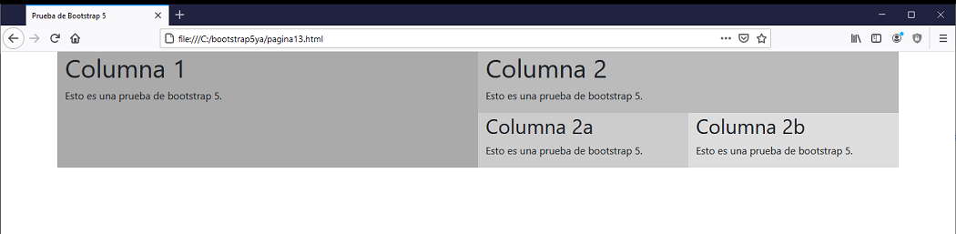 bootstrap 5 anidamiento de columnas