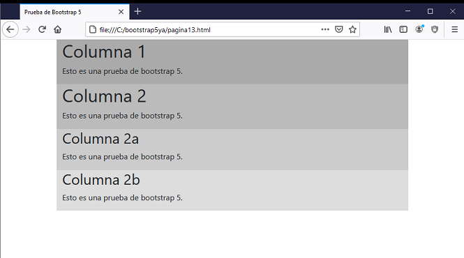 bootstrap 5 anidamiento de columnas