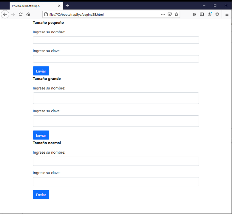 bootstrap 5 tamaño de controles de formulario