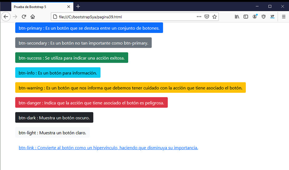 button tipos en bootstrap 5