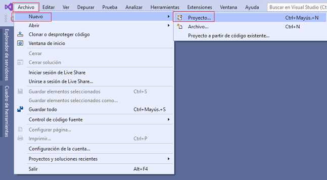 Visual Studio Community 2019- Nuevo Proyecto