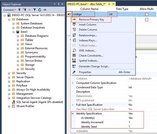 creacion de una tabla con el SQL Server Management Studio