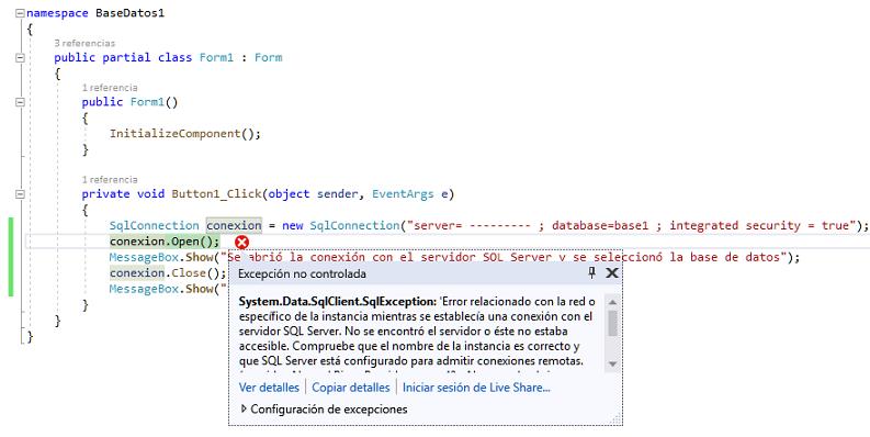 error SqlConnection SQL Server