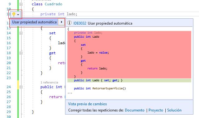 propiedades automáticas herramientas del visual studio