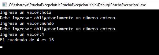 C# excepciones capturar