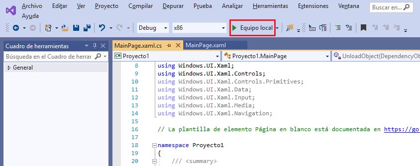 ejecutar aplicación universal de windows