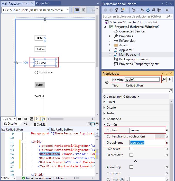 propiedad Content Button aplicacion universal windows visual Studio 2019