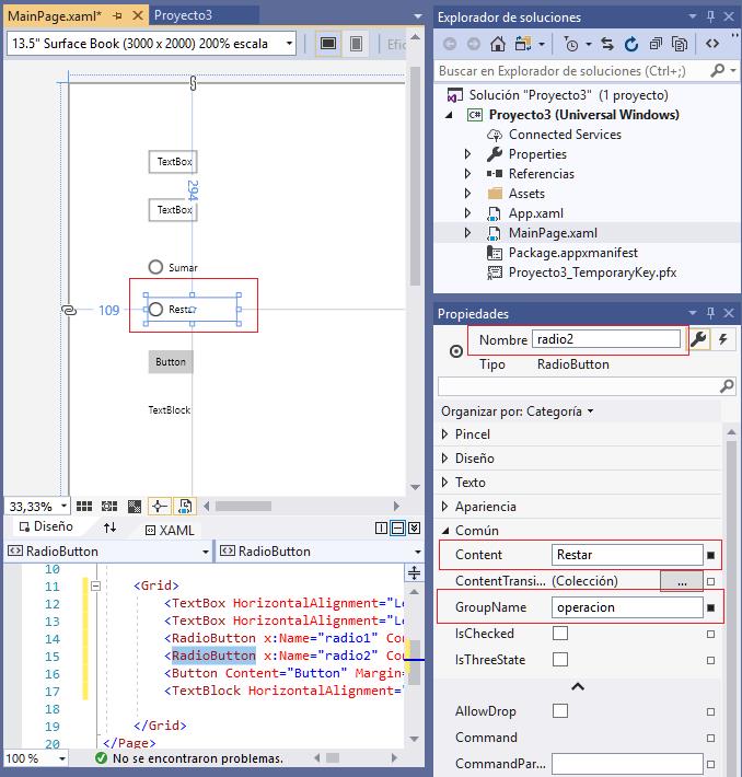 propiedad Content Button aplicacion universal windows visual Studio 2019