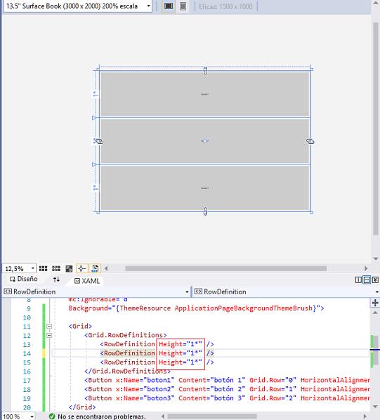 Grid una columna y varias filas