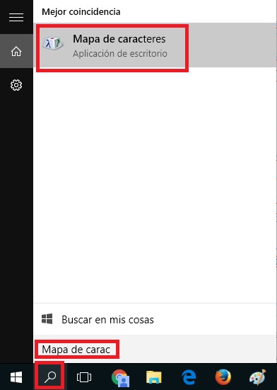 programa mapa de caracteres
