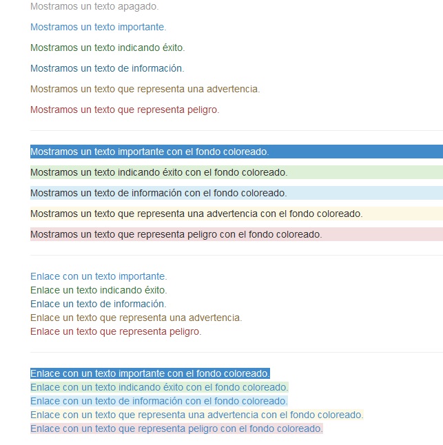 text-primary text-warning text-danger text-success bootstrap