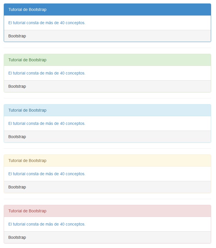 panel panel-primary, panel-success, panel-info, panel-warning, panel-danger, bootstrap