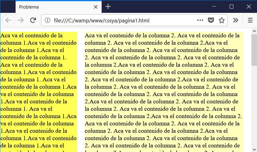 2 columnas position:absolute