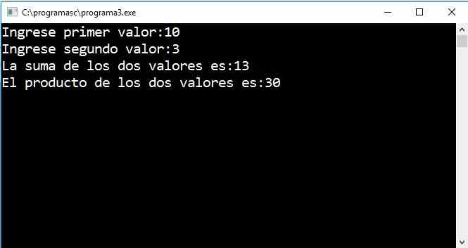 programa C de suma producto números
